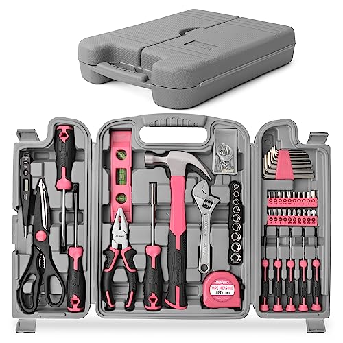 Hi-Spec 54pc Pink Home DIY Tool Kit Set for Women, Office & Garage...