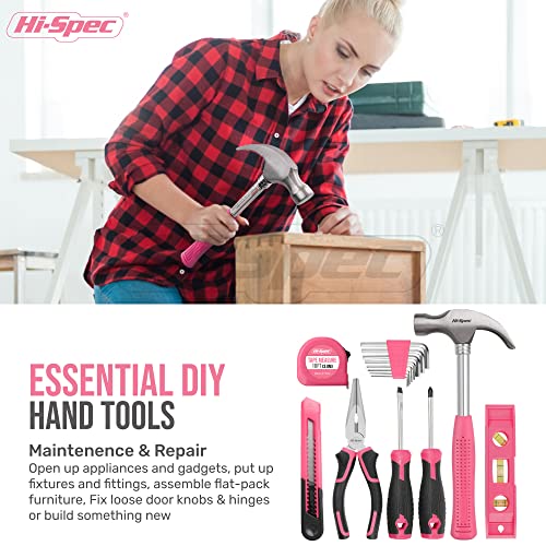 Hi-Spec 58pc Pink 8V USB Electric Drill Driver & Household Tool Ki...