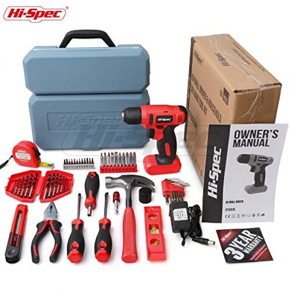 Tools Hi-Spec 57 Piece 8V Electric Power Drill Driver & Home DIY T...