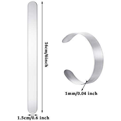 16 Pieces Bracelet Blanks Stainless Steel Blank Bracelet Cuff Bang...