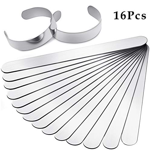 16 Pieces Bracelet Blanks Stainless Steel Blank Bracelet Cuff Bang...