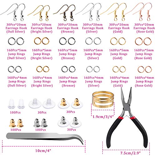 Hicdaw 2493Pcs Earring Hooks Earring Making Supplies Kit with Earr...