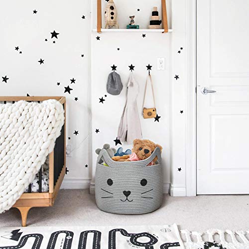 HiChen Large Woven Cotton Rope Storage Basket, Laundry Basket Orga...