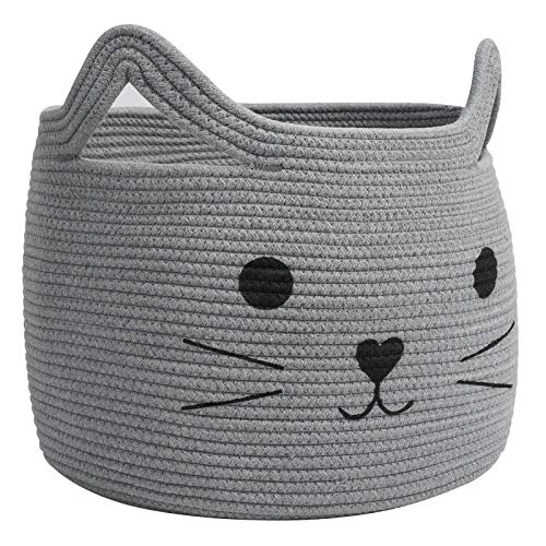 HiChen Large Woven Cotton Rope Storage Basket, Laundry Basket Orga...