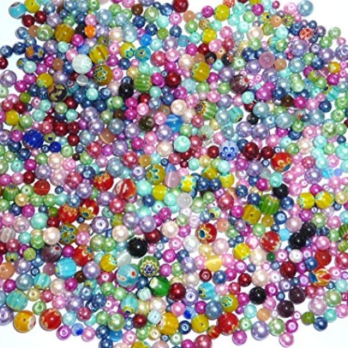 Assorted Beads, Loose Beads for Craft DIY Projects, Beading Kit, P...