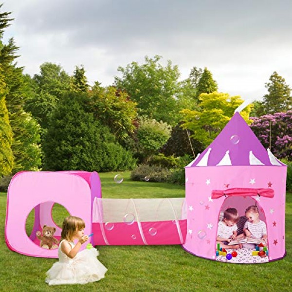Gift for Girls, Princess Tent with Tunnel, Kids Castle Playhouse &...