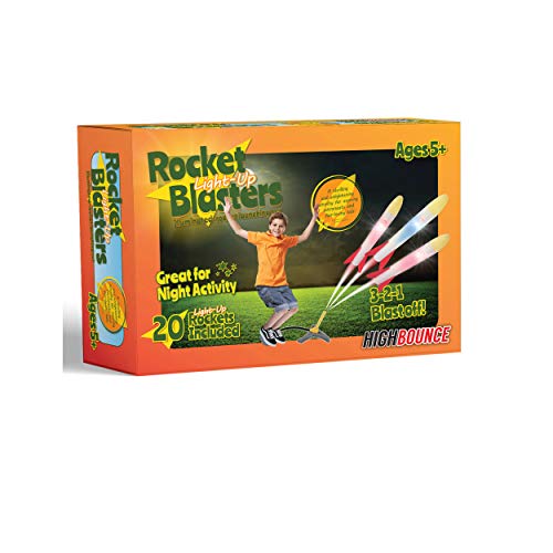 High Bounce Toy Rocket Launcher for Kids - Light Up Foam Rockets S...