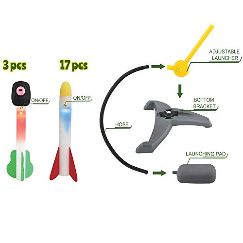 High Bounce Toy Rocket Launcher for Kids - Light Up Foam Rockets S...