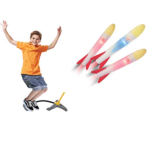 High Bounce Toy Rocket Launcher for Kids - Light Up Foam Rockets S...