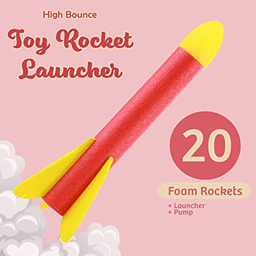 High Bounce Toy Rocket Launcher for Kids - Outdoor Toys, Shoots 10...