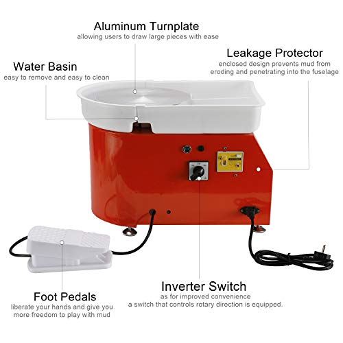 HighFree 350W 25CM Electric Pottery Wheel Machine DIY Clay Tool wi...