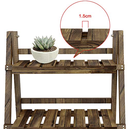 40 3-Tier Multipurpose Folding Wood Plant Stand Wood Organizer Fl...