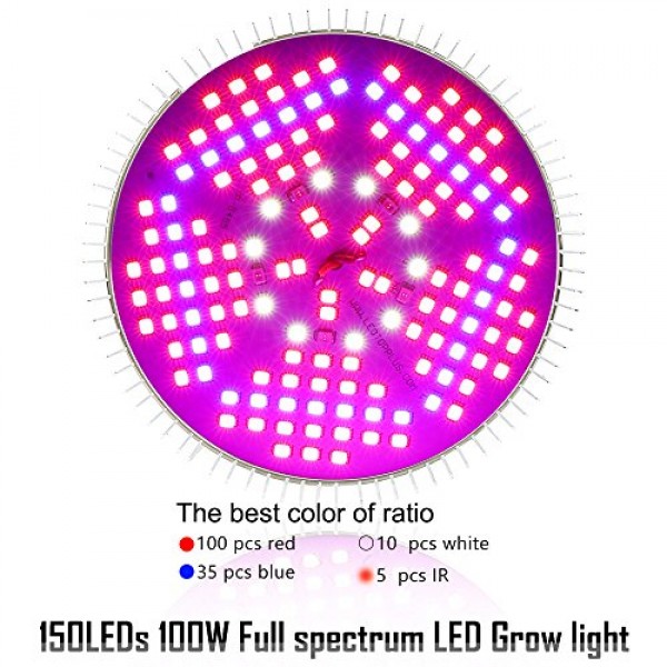 100W Led Grow Light Bulb Full Spectrum,Plant Light Bulb with 150 L...
