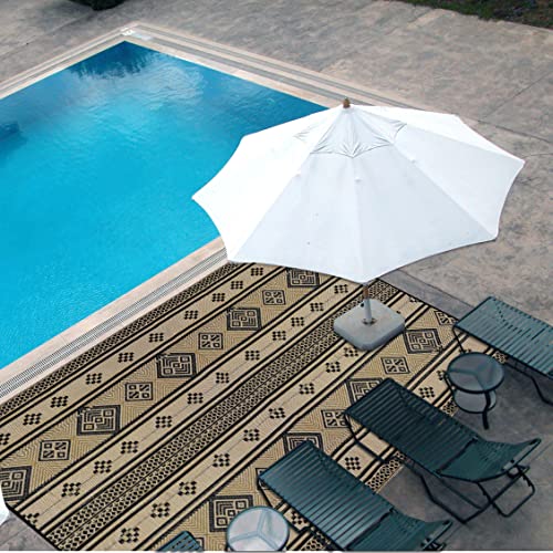 HiiARug Reversible Outdoor Patio Rug 5x8, Plastic Straw Rug RV Cam...
