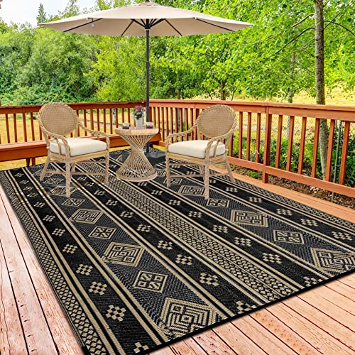 HiiARug Reversible Outdoor Patio Rug 5x8, Plastic Straw Rug RV Cam...