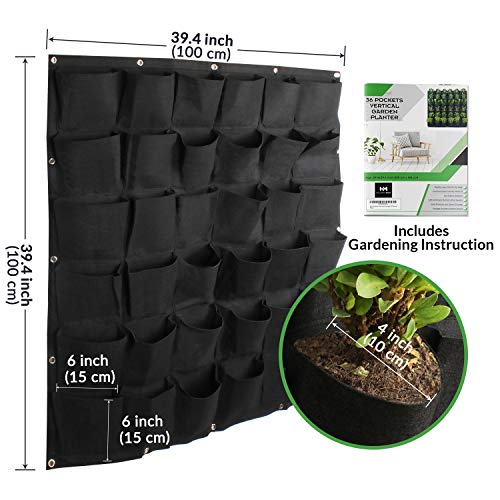 HilarityMax 36 Pocket Vertical Planter with Gloves and Guide for I...