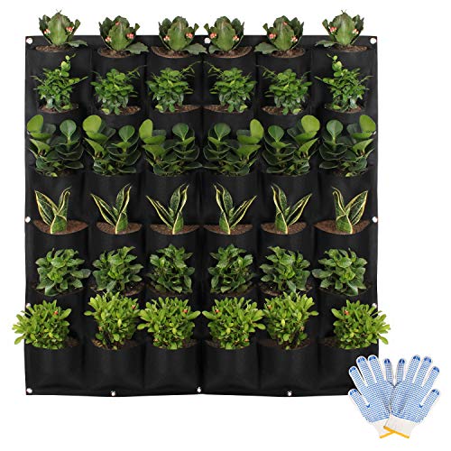 HilarityMax 36 Pocket Vertical Planter with Gloves and Guide for I...