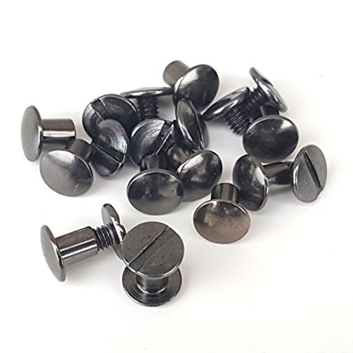 10 Pack 1/4 Black Metal Solid Chicago Screws Leather Repair S...