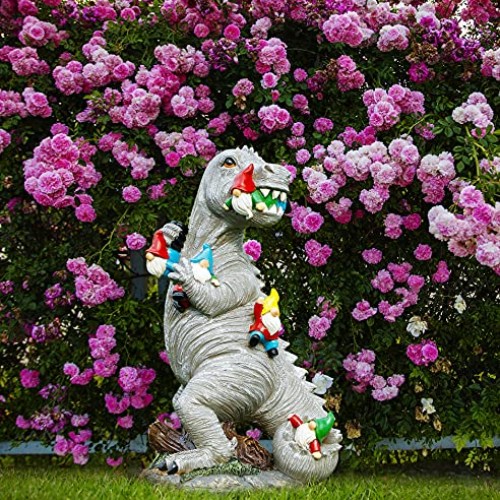 Himaweek Garden Statue Outdoor Decoration, Dinosaur Eating Gnomes ...