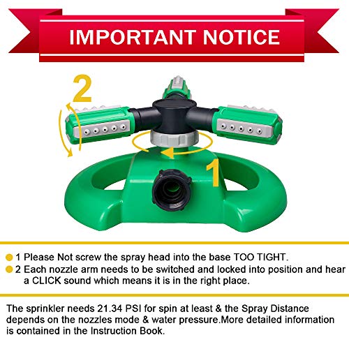 Hinastar Lawn Sprinkler,Automatic Garden Water Sprinkler,Upgrade 3...