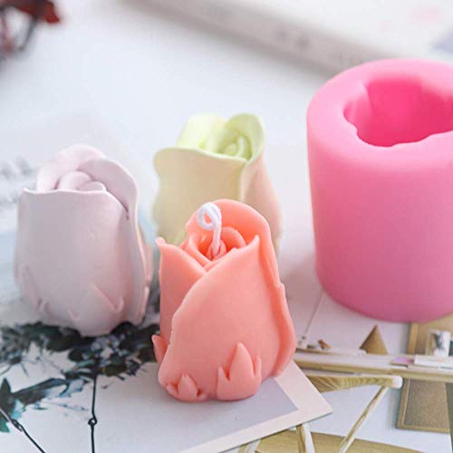 2Pcs/Set 3D Rose Flower Candle Molds, Rose Shaped Craft Art Silico...
