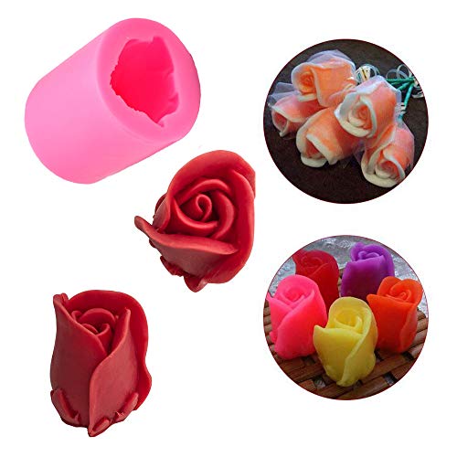 2Pcs/Set 3D Rose Flower Candle Molds, Rose Shaped Craft Art Silico...