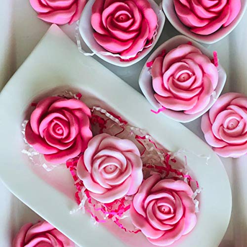2Pcs/Set 3D Rose Flower Candle Molds, Rose Shaped Craft Art Silico...