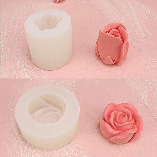 2Pcs/Set 3D Rose Flower Candle Molds, Rose Shaped Craft Art Silico...