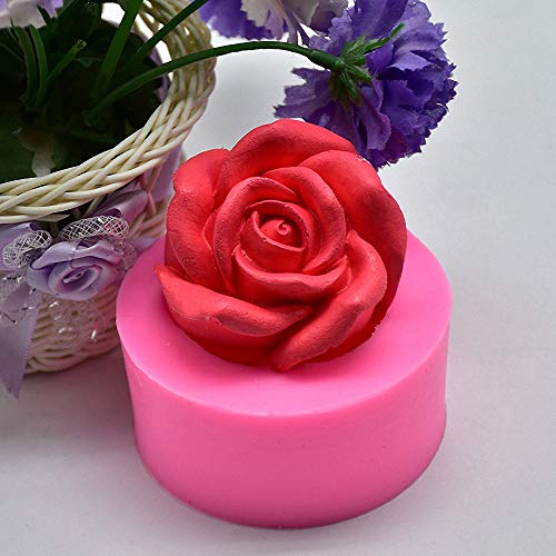 2Pcs/Set 3D Rose Flower Candle Molds, Rose Shaped Craft Art Silico...