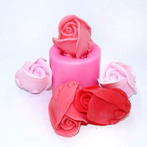 2Pcs/Set 3D Rose Flower Candle Molds, Rose Shaped Craft Art Silico...