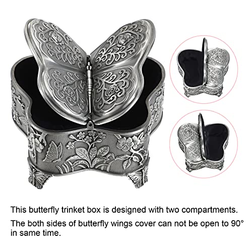 Hipiwe Vintage Metal Jewelry Box Butterfly Shape Trinket Box Decor...