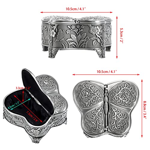 Hipiwe Vintage Metal Jewelry Box Butterfly Shape Trinket Box Decor...