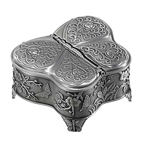 Hipiwe Vintage Metal Jewelry Box Butterfly Shape Trinket Box Decor...