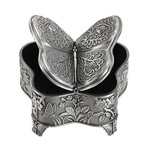 Hipiwe Vintage Metal Jewelry Box Butterfly Shape Trinket Box Decor...