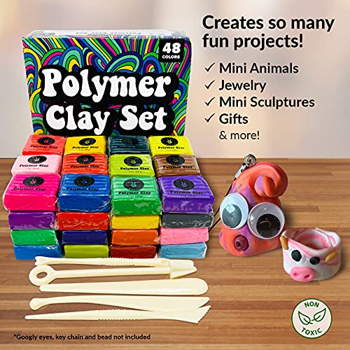 Polymer Clay Set 48 Colors Modeling Clay Sculpting and Oven Bake K...