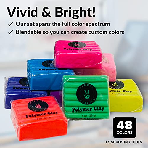 Polymer Clay Set 48 Colors Modeling Clay Sculpting and Oven Bake K...