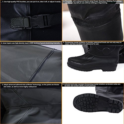 Hippodoctor Mens Fishing Chest Waders with Boots Waterproof Breat...