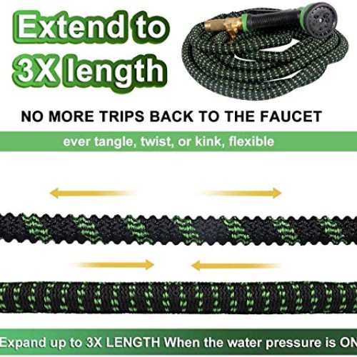Garden Hose, Expanding Flexible Water Hose with 8 Function Nozzle,...
