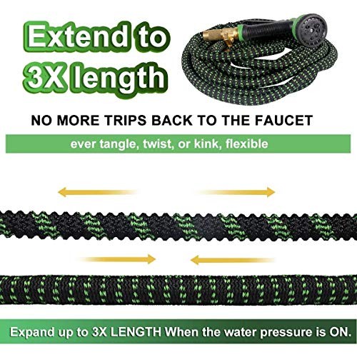 Garden Hose, Expanding Flexible Water Hose with 8 Function Nozzle,...