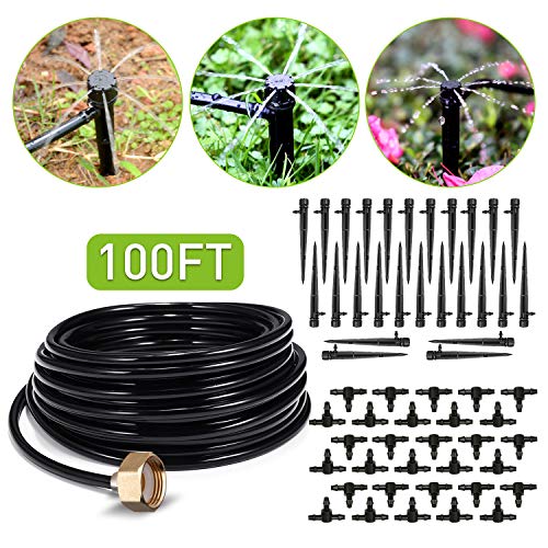 HIRALIY 100ft Drip Irrigation Kit Plant Watering System 8x5mm Blan...