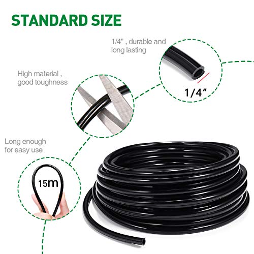 HIRALIY 50ft /15M Drip Irrigation Kits 1/4 Blank Distribution Tub...