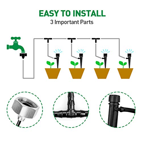 HIRALIY 50ft /15M Drip Irrigation Kits 1/4 Blank Distribution Tub...