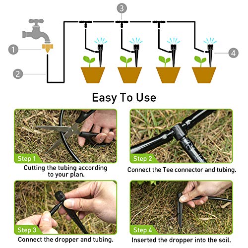 HIRALIY 50ft Drip Irrigation Kit Plant Watering System 8x5mm Blank...