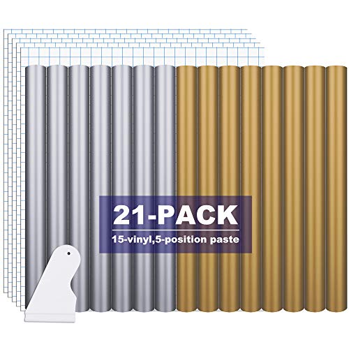 HIRALIY Permanent Vinyl Bundle, 21 Pack 10 x12 in Matte Gold and S...