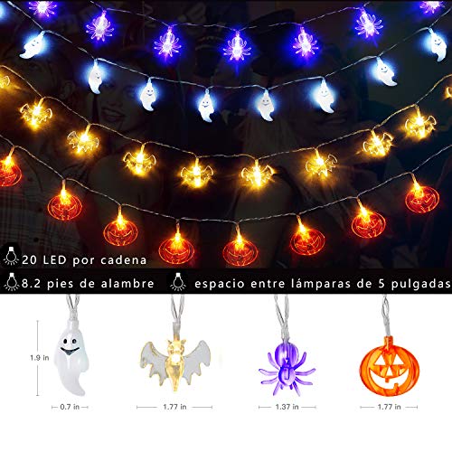 Set of 4 Halloween Decorations Lights Halloween Lights String Batt...