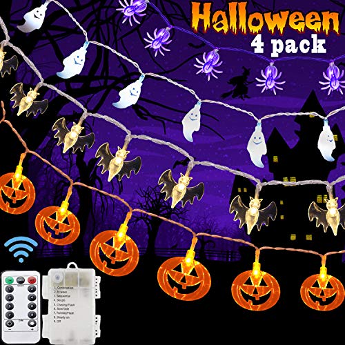 Set of 4 Halloween Decorations Lights Halloween Lights String Batt...