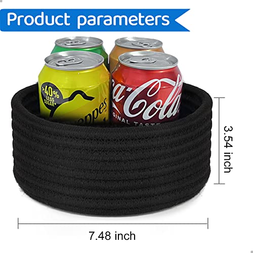 Hispqser 2pack Black Woven Baskets, Natural Small Cotton Rope Sto...