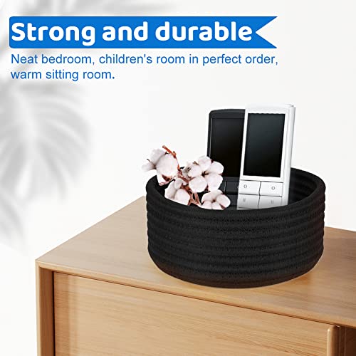 Hispqser 2pack Black Woven Baskets, Natural Small Cotton Rope Sto...