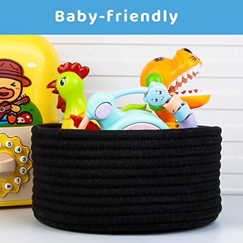 Hispqser 2pack Black Woven Baskets, Natural Small Cotton Rope Sto...