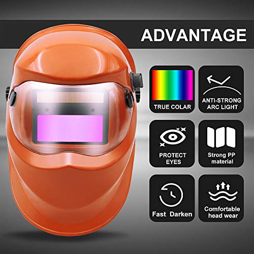 HITBOX Welding Helmet Solar Powered Auto Darkening Hood with Adjus...